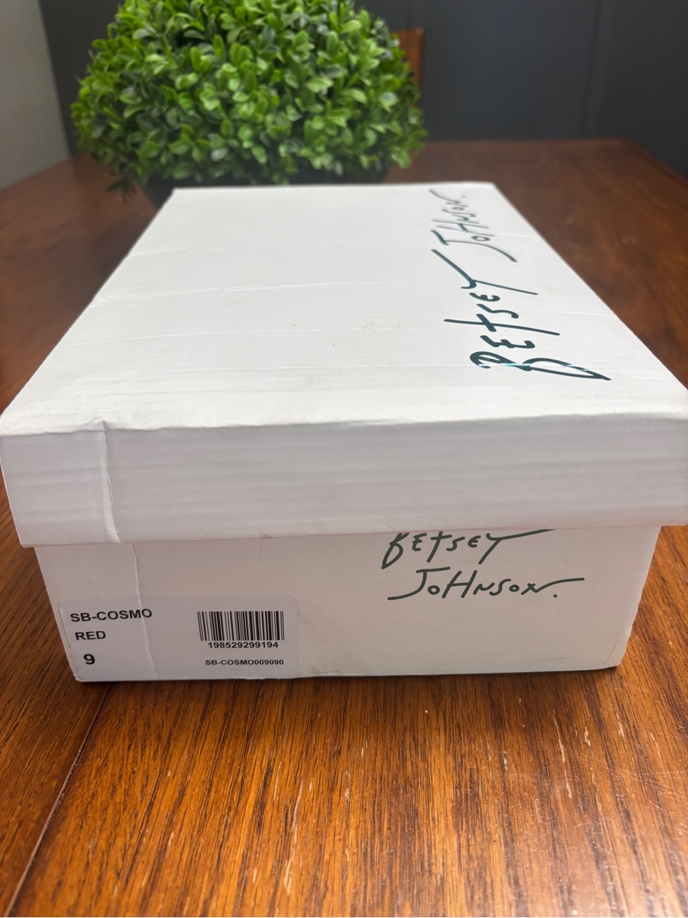 Betsey Johnson White Shoe Box with Green Signature Logo